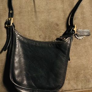 Vintage Black Leather Coach Purse